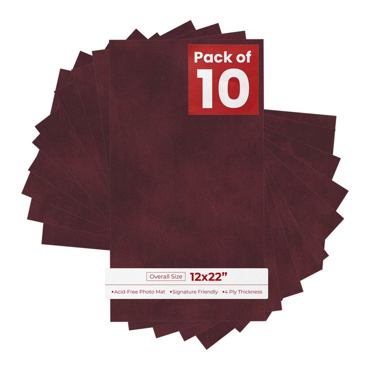 Dark Red Suede 12x22 Uncut Mat Board - Blank Sheets, No Opening
